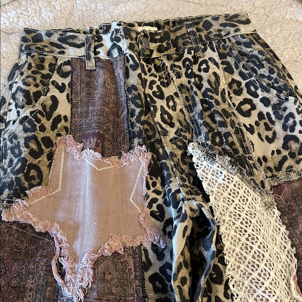 Leopard Patchwork Jeans - image 3